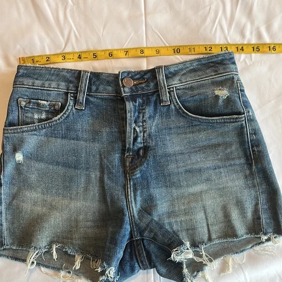 $200 J Brand Size 24 Gracie Distressed High Rise Denim Shorts EUC